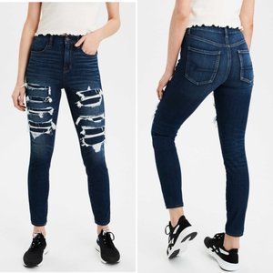 AE Curvy Super Hi-Rise Jeggings Distressed